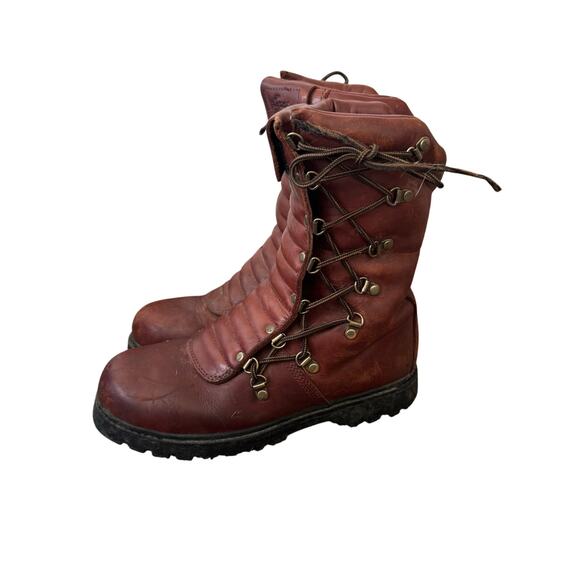 Fin & Feather lace up brown leather lined boots